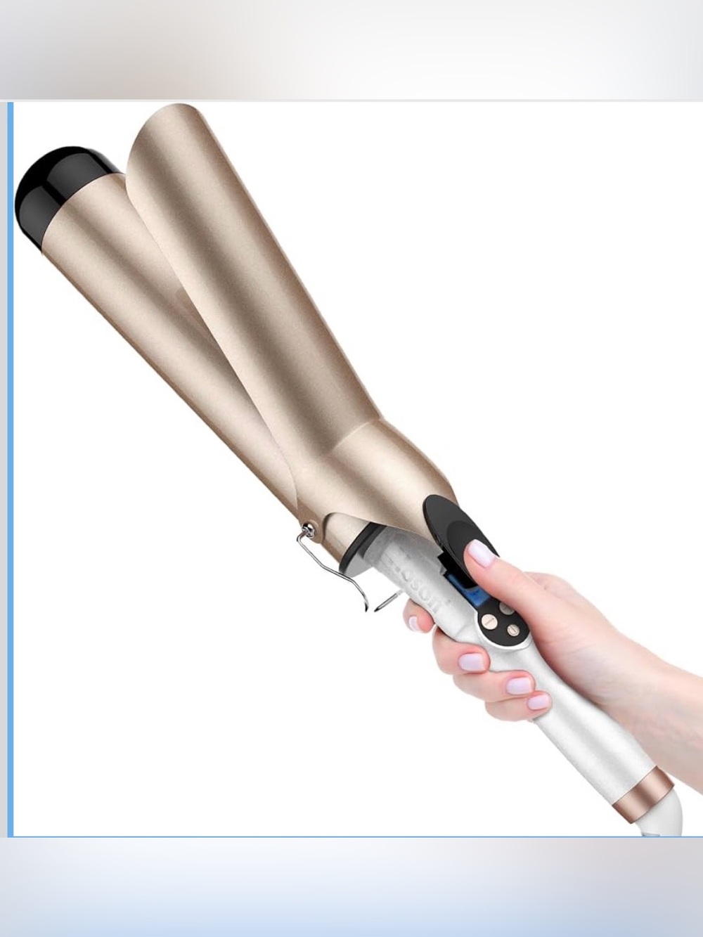 NIB Large Barrel Curling Iron Ceramic Wand-Dual Volt Long Hair Styling Tool 2"